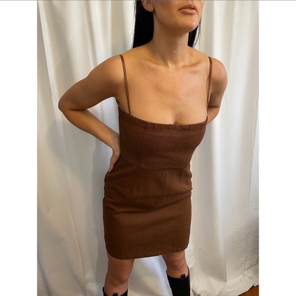 Lioness Side Slit Slip Dress Brown - Picture 2 of 3